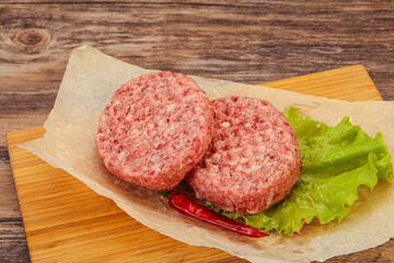 Raw beef cutlet for burger