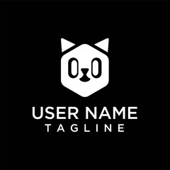 Hexagon cat head logo, cat head hexagon logo design vector illustration, cat logo design template vector stock illustration