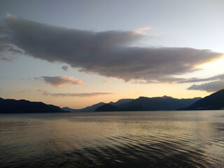 Sunset over Marmaris, Turkey. Mountains on the horizon