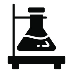 beaker glyph icon, school and education icon