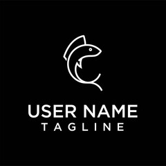 Fish logo, fish line logo design vector illustration, fish logo design template vector stock illustration