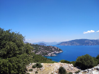 Naklejka na ściany i meble view of the sea and mountains, an Aegean region of Turkey