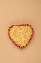 Fine dry paste in a wicker basket