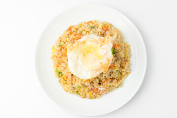 Seasoned fried rice on white background