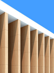 Close up of modern architecture, Architectural details, Minimal building. 3D rendering.