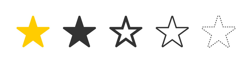 Star vector icons. Stars collection. Golden and Black set of Stars, isolated. Star icon. Vector illustration