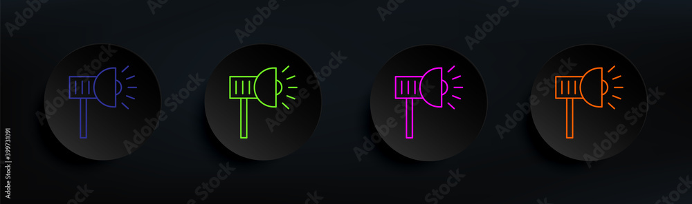 Poster street lamp dark badge color set. simple thin line, outline vector of spotlight icons for ui and ux,