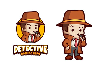 Detective mascot logo design template