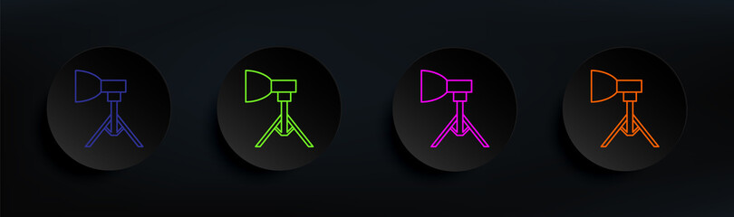 tripod light dark badge color set. Simple thin line, outline vector of spotlight icons for ui and ux, website or mobile application