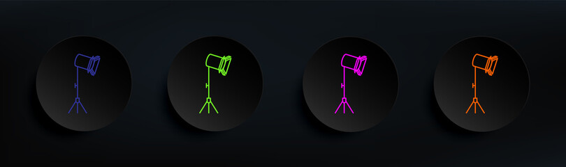 studio lamp dark badge color set. Simple thin line, outline vector of spotlight icons for ui and ux, website or mobile application