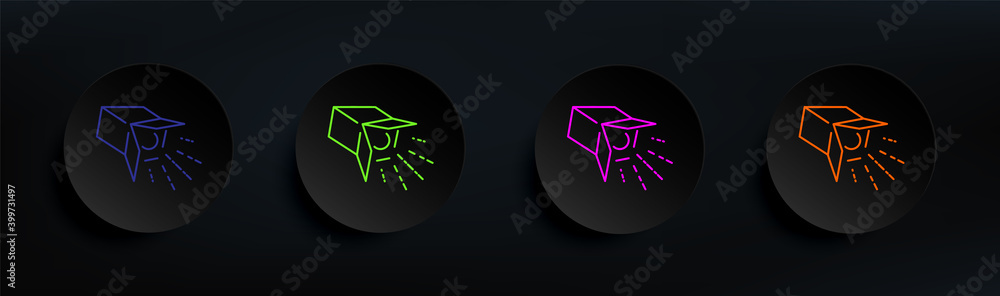 Aufkleber searchlight dark badge color set. simple thin line, outline vector of spotlight icons for ui and ux,