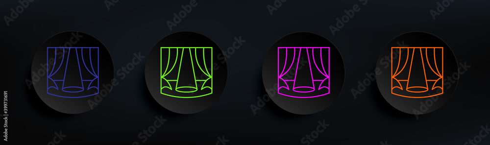 Poster illuminated scene dark badge color set. simple thin line, outline vector of spotlight icons for ui a