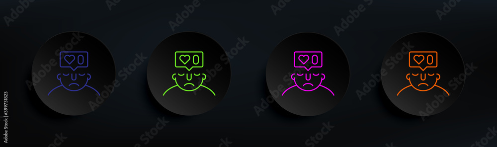 Poster likes on mind dark badge color set. simple thin line, outline vector of what is in your mind icons f