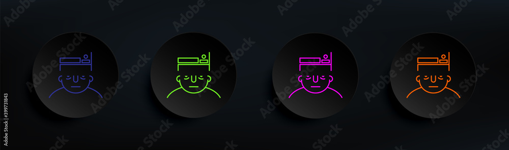 Poster sleep on mind dark badge color set. simple thin line, outline vector of what is in your mind icons f