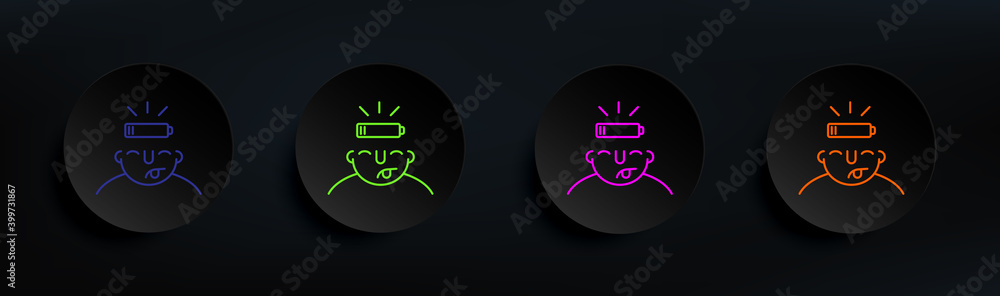 Poster energy on mind dark badge color set. simple thin line, outline vector of what is in your mind icons 