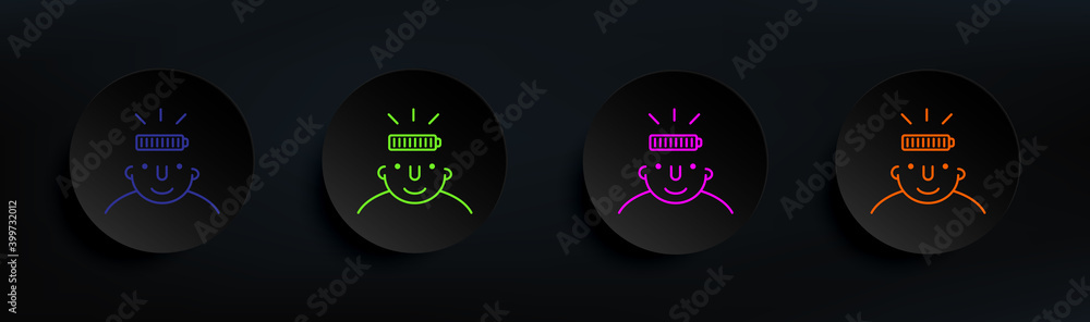 Poster full on mind dark badge color set. simple thin line, outline vector of what is in your mind icons fo