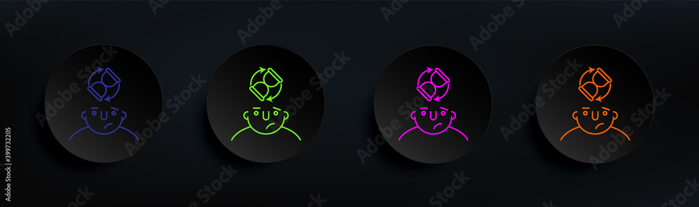 Aufkleber no ideas on mind dark badge color set. simple thin line, outline vector of what is in your mind icon