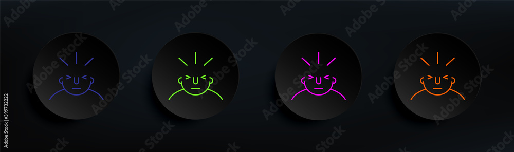 Poster headache on mind dark badge color set. simple thin line, outline vector of what is in your mind icon