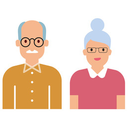 Old man and woman portrait icon. Vector illustration