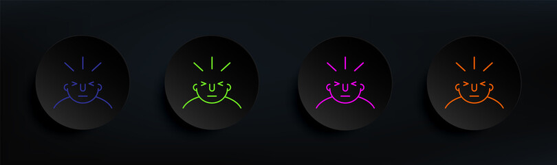 headache on mind dark badge color set. Simple thin line, outline vector of what is in your mind icons for ui and ux, website or mobile application