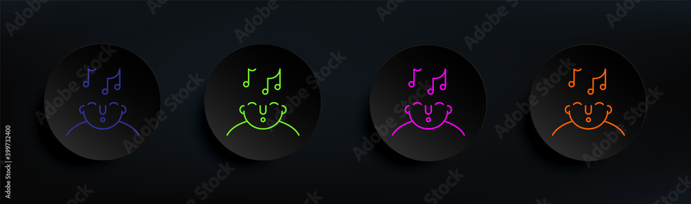 Aufkleber music on mind dark badge color set. simple thin line, outline vector of what is in your mind icons f