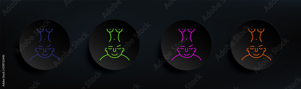 Poster sex on mind dark badge color set. simple thin line, outline vector of what is in your mind icons for