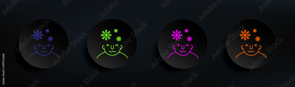 Poster cold on mind dark badge color set. simple thin line, outline vector of what is in your mind icons fo