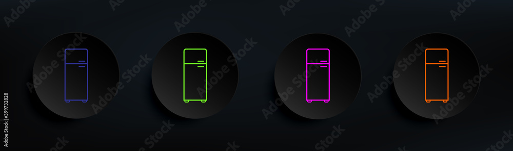 Poster fridge dark badge color set. simple thin line, outline vector of appliances icons for ui and ux, web