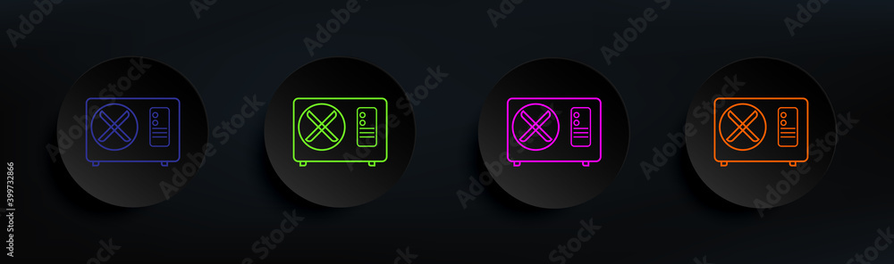 Poster air conditioning dark badge color set. simple thin line, outline vector of appliances icons for ui a