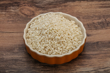 Raw arborio rice for Risotto