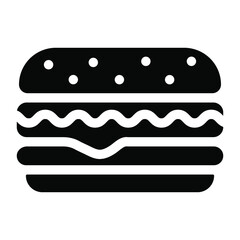 
Fast food item, hamburger icon of solid style 
