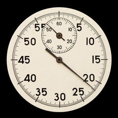 Stop watch dial face isolated over black