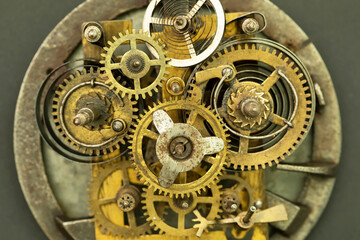 Old clock mechanism, inside of clockwork