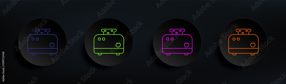 Poster toaster dark badge color set. simple thin line, outline vector of appliances icons for ui and ux, we