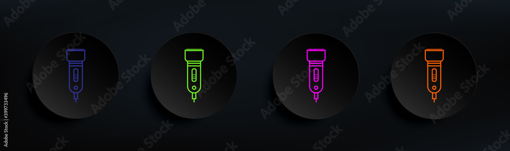 Poster clipper dark badge color set. simple thin line, outline vector of appliances icons for ui and ux, we