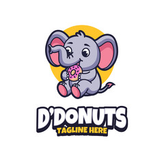 Elephant Eat Donuts Logo Design