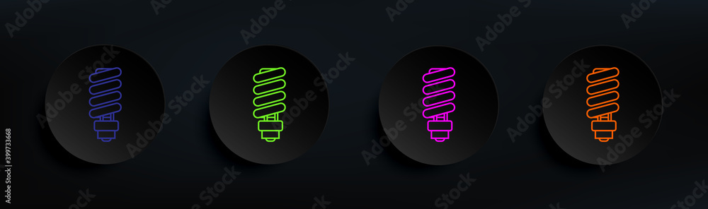 Poster eco lamp dark badge color set. simple thin line, outline vector of appliances icons for ui and ux, w