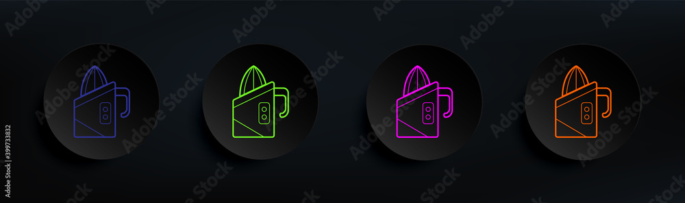 Poster juicer dark badge color set. simple thin line, outline vector of appliances icons for ui and ux, web