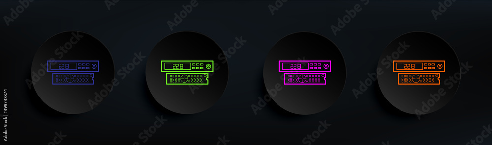 Poster satellite receiver dark badge color set. simple thin line, outline vector of appliances icons for ui