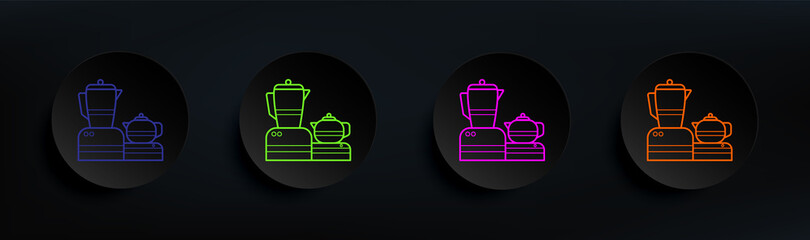 electric kettle dark badge color set. Simple thin line, outline vector of appliances icons for ui and ux, website or mobile application
