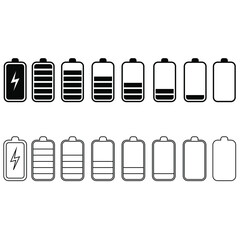 Battery icon vector set. charging illustration sign collection. Battery capacity symbol.