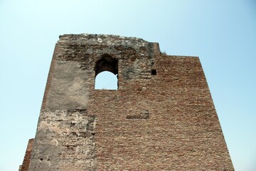 Ancient walls of the Alcazaba fortress on mount Gibraltar in Malaga