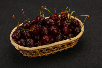 Sweet cherry in the basket