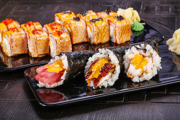 Japanese cuisine - sushi and roll set