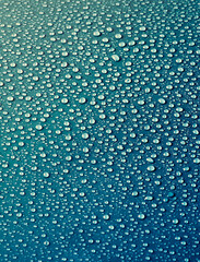 Water drops on turquoise background.