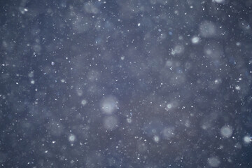 blurred background snowfall nature, abstract falling snowflakes design
