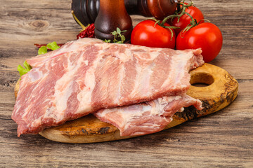 Raw pork ribs for cooking