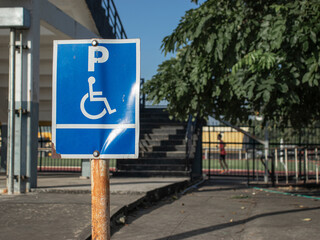 Path for the disabled, Road signs for disabled people.