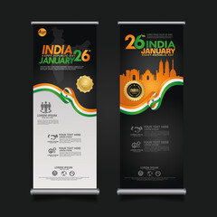 set roll up banner promotions India happy Republic Day background template