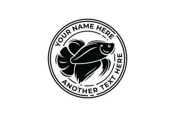 Betta fish badge logo template